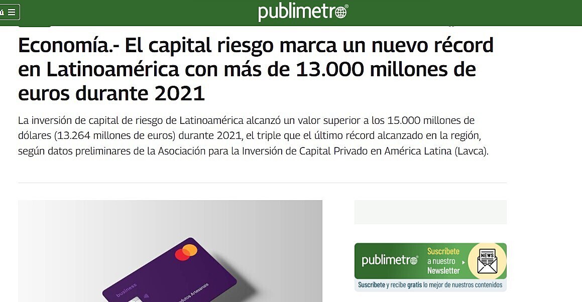 El capital riesgo marca un nuevo rcord en Latinoamrica con ms de 13.000 millones de euros durante 2021